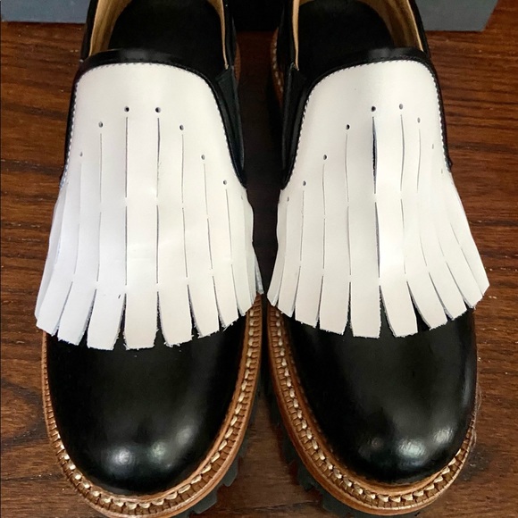 Cappelletti Black and White Oxford Made in Italy Sz 35 Goodyear Welted Sole - Picture 2 of 6